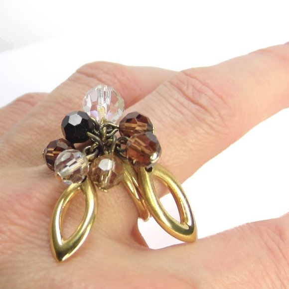 SWAROVSKI Gold over Sterling Silver Dangle Ring - Picture 3 of 9